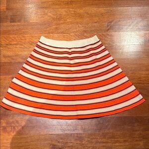 Vibrant Orange and Cream Striped A-Line Skirt
